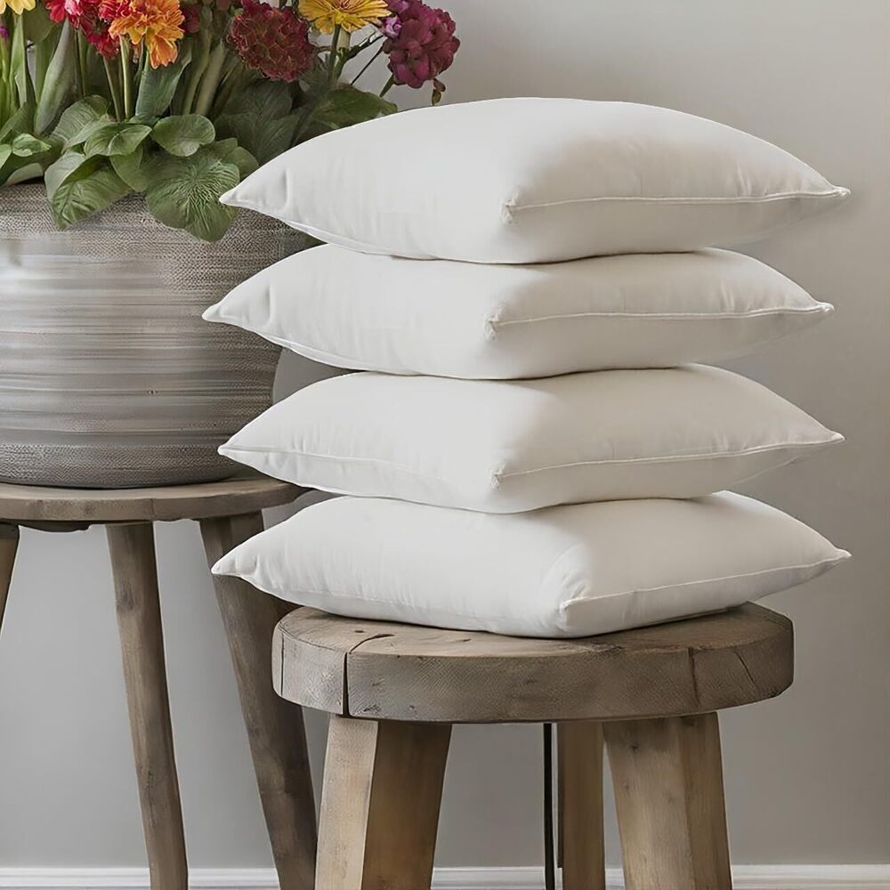1524 Woven Bedding Throw Pillows Set of 4, White, 18 x 18 Inches Pillows